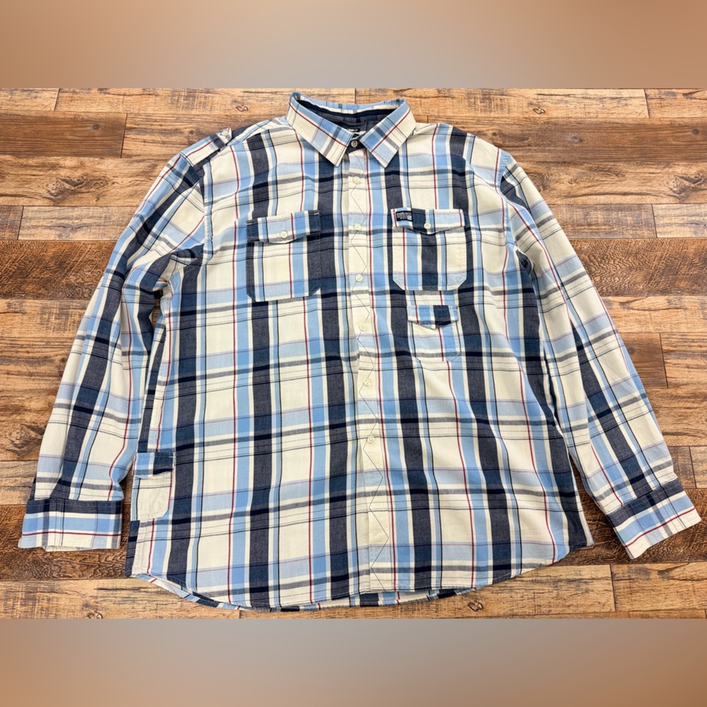 Ecko Unlimited Plaid Long Sleeve Button Down Shirt, Men's Size 3XL, Pockets